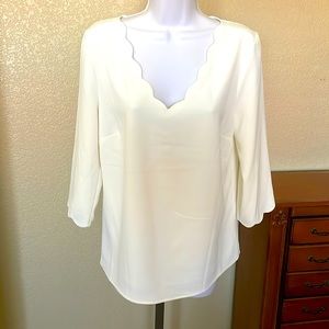 H&M white top tunic blouse size S 3/4 sleeve